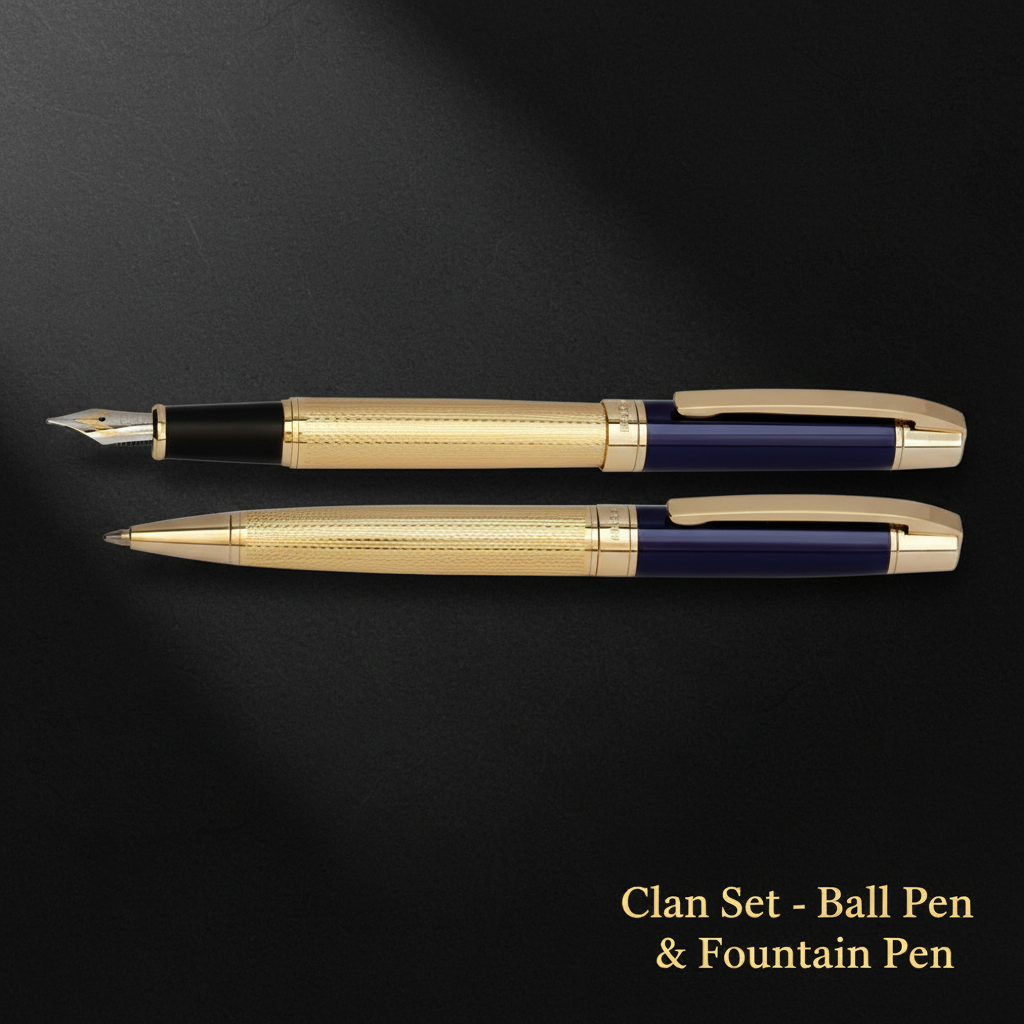Clan Ball Pen & Fountain Pen - Black-Gold
